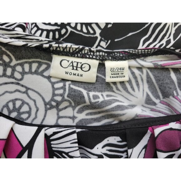 Cato Womens Top 22W 24W Plus Cap Sleeve Purple Floral Poly Blend FLO23E - Picture 6 of 8